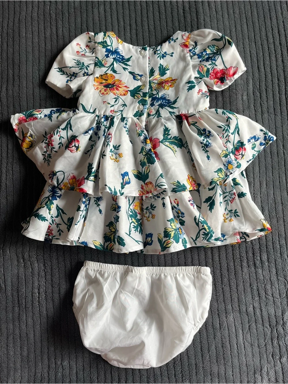 White Floral Tiered Girls' Dress | 6-12 Months | Like New